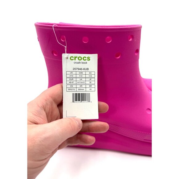 Crocs Size 12M Pink Rain Boot Lightweight Waterproof Footwear Iconic Comfort Des - Picture 9 of 11